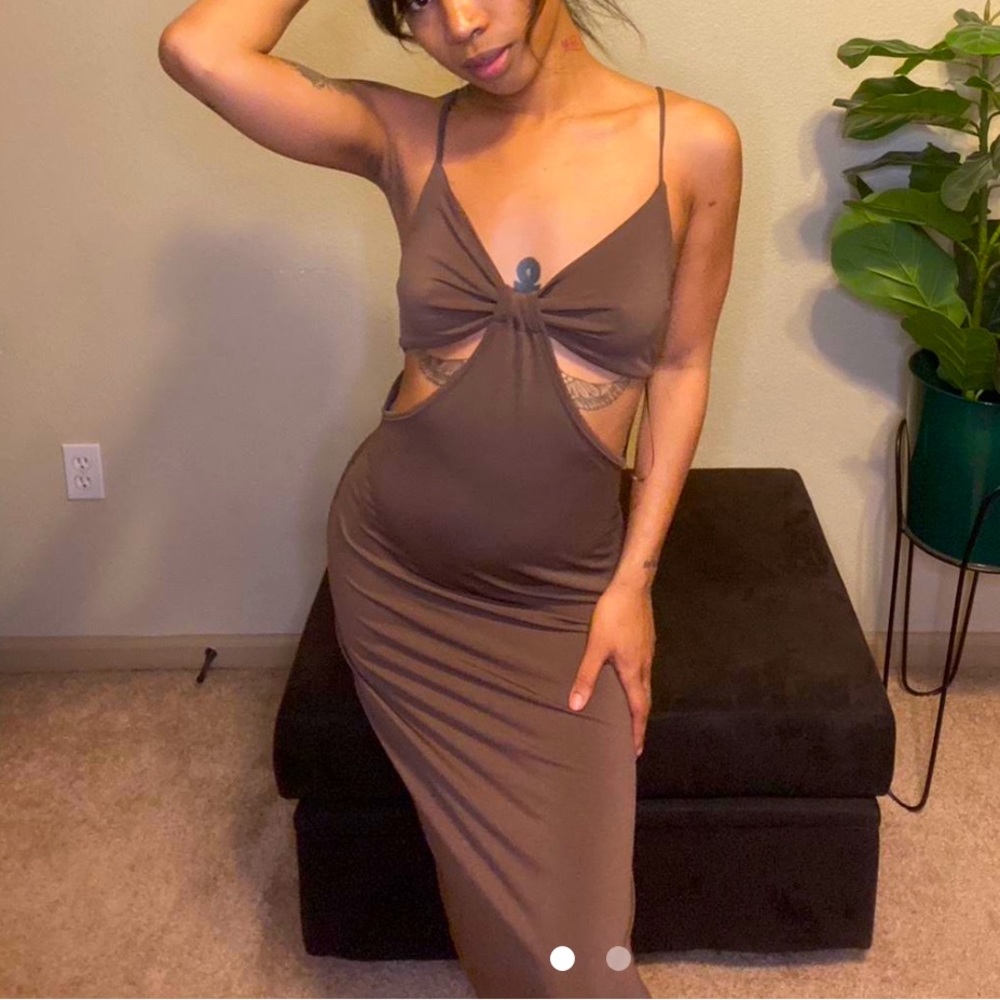 Spaghetti Strap Cutout Dress with Slit